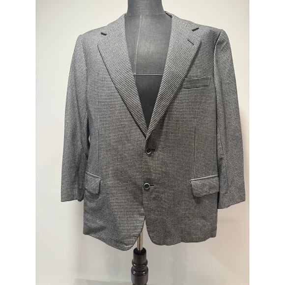 Brioni Neiman Marcus Escorial Wool Suit Jacket Houndstooth Blk White Size 48R JL - Picture 1 of 16